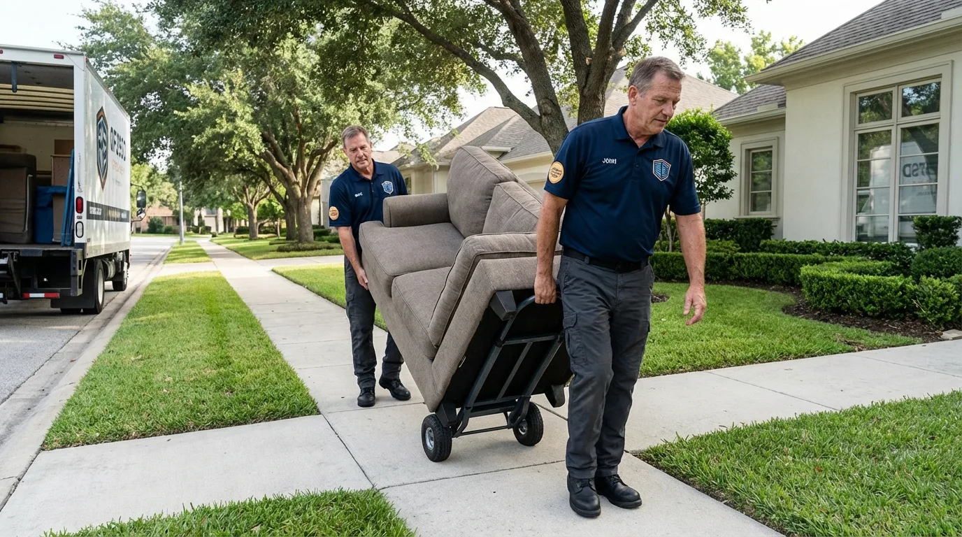 Local residential moving crew loading furniture in Fairfield Bay, AR